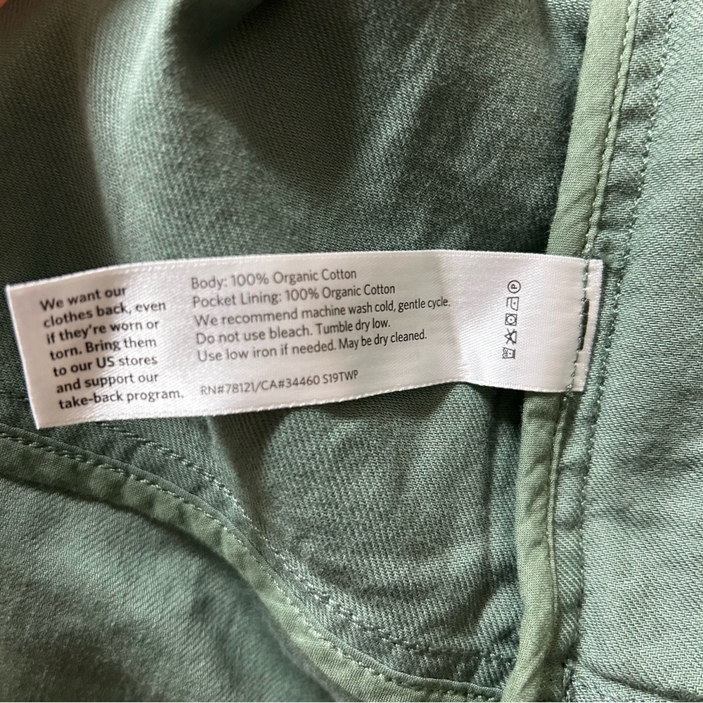 Eileen Fisher Organic Brushed Cotton Hemp Relaxed GREEN Jacket Size Small Petite - Picture 11 of 12